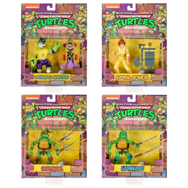 Teenage Mutant Ninja Turtles Adventure Heroes Figur: Mondo Gecko, April O´Neil, Raphael & Leonardo