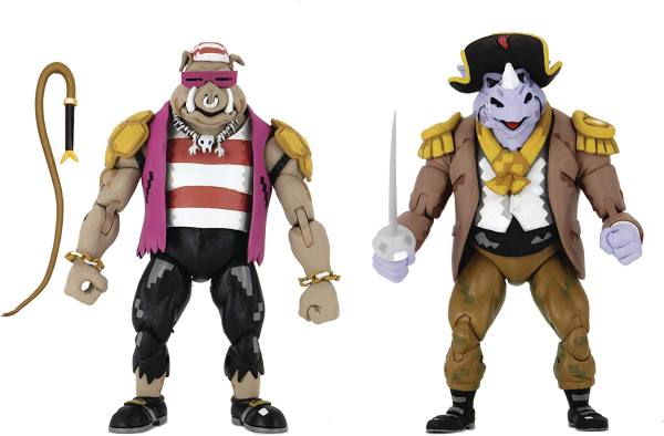 NECA Teenage Mutant Ninja Turtles in Time 18 cm 2er Set Figuren: Pirate Rocksteady & Bebo