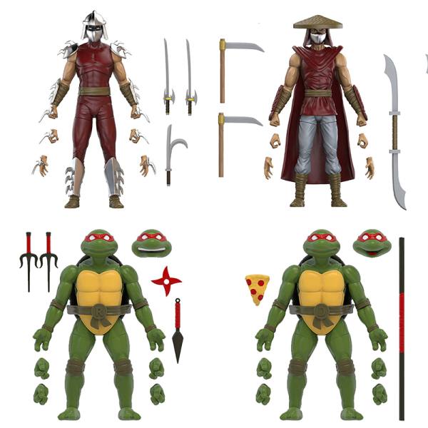 Teenage Mutant Ninja Turtles BST AXN 13cm Action Figuren 4er-Pack Mirage Comics Shredder & Turtles