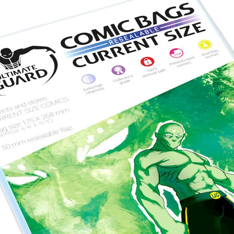 100 Ultimate Guard Comic Bags wiederverschließbar Current Size 