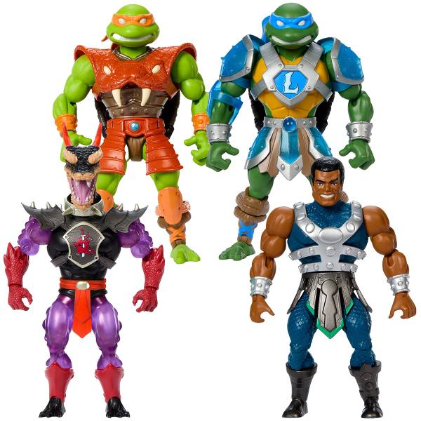 Turtles of Grayskull MOTU & TMNT 14cm Figur Wave 6: Ninjor, Leonardo, Clamp Champ & Michaelangelo