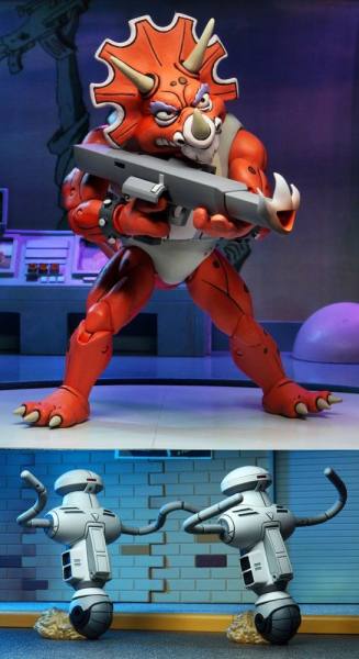 NECA Teenage Mutant Ninja Turtles 18 cm Figuren 3er Set: Triceraton Infantryman & Roadkill Rodney