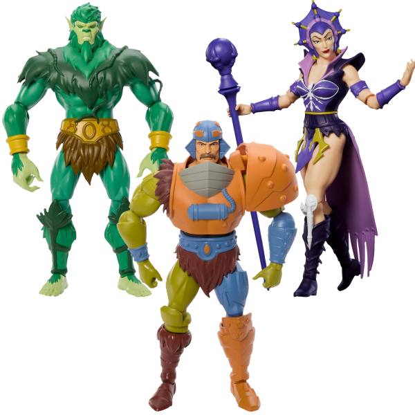 Masters of the Universe Origins 14 cm Figur Wave 28: Evil-Lyn, Man-At-Arms, Moss Man (200X / Cartoon