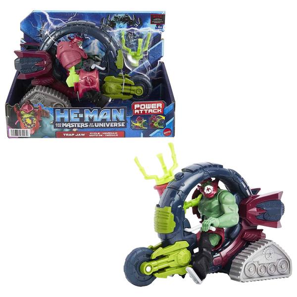 He-Man and the Masters of the Universe Figur mit Fahrzeug: Trap Jaw & Cycle